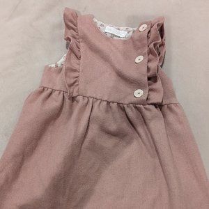 Pink shirt sleeve pinafore dress